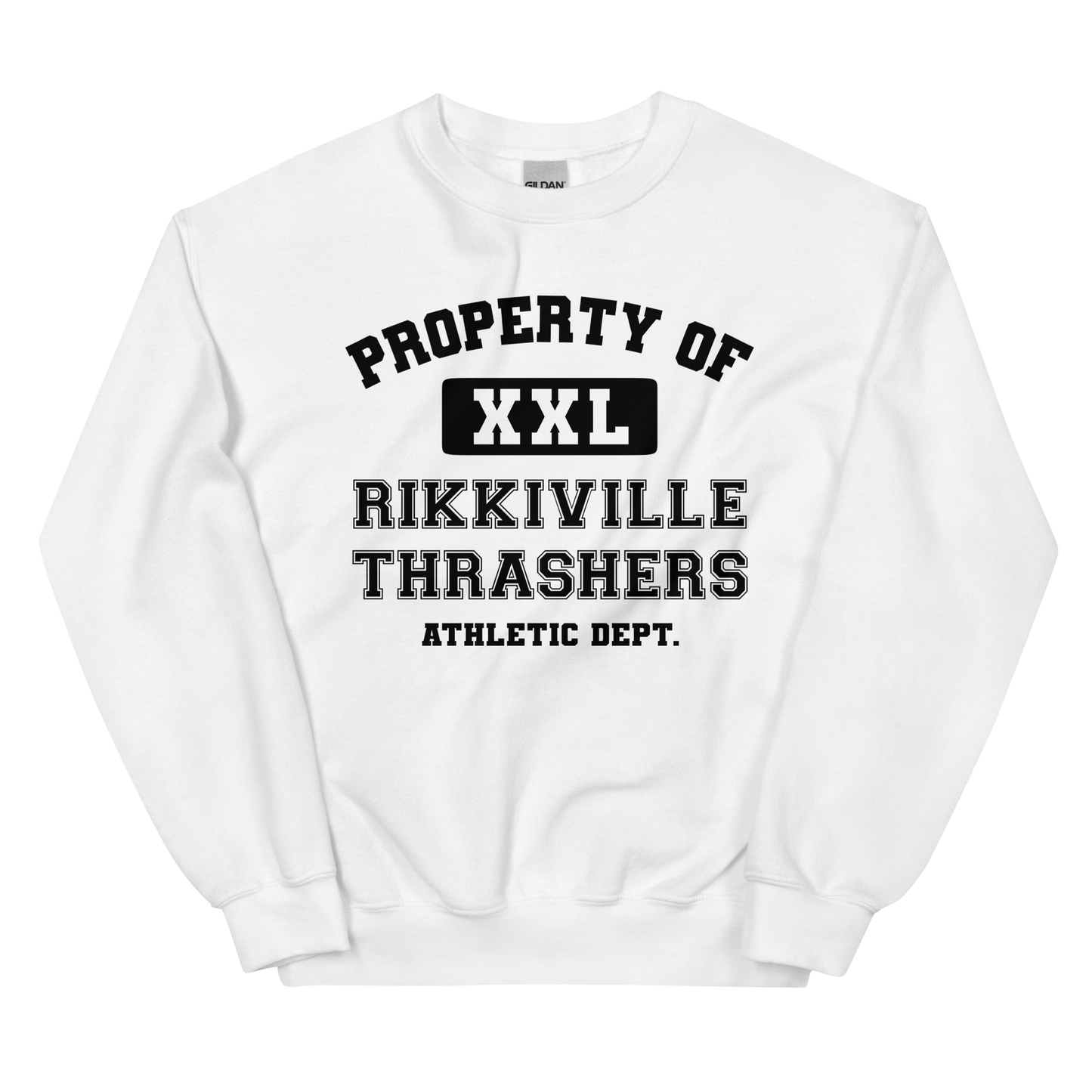 WHITE RIKKIVILLE ATHLETIC DEPT. SWEATHSHIRT - UNISEX