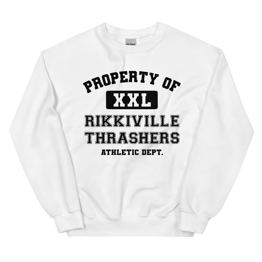 WHITE RIKKIVILLE ATHLETIC DEPT. SWEATHSHIRT - UNISEX