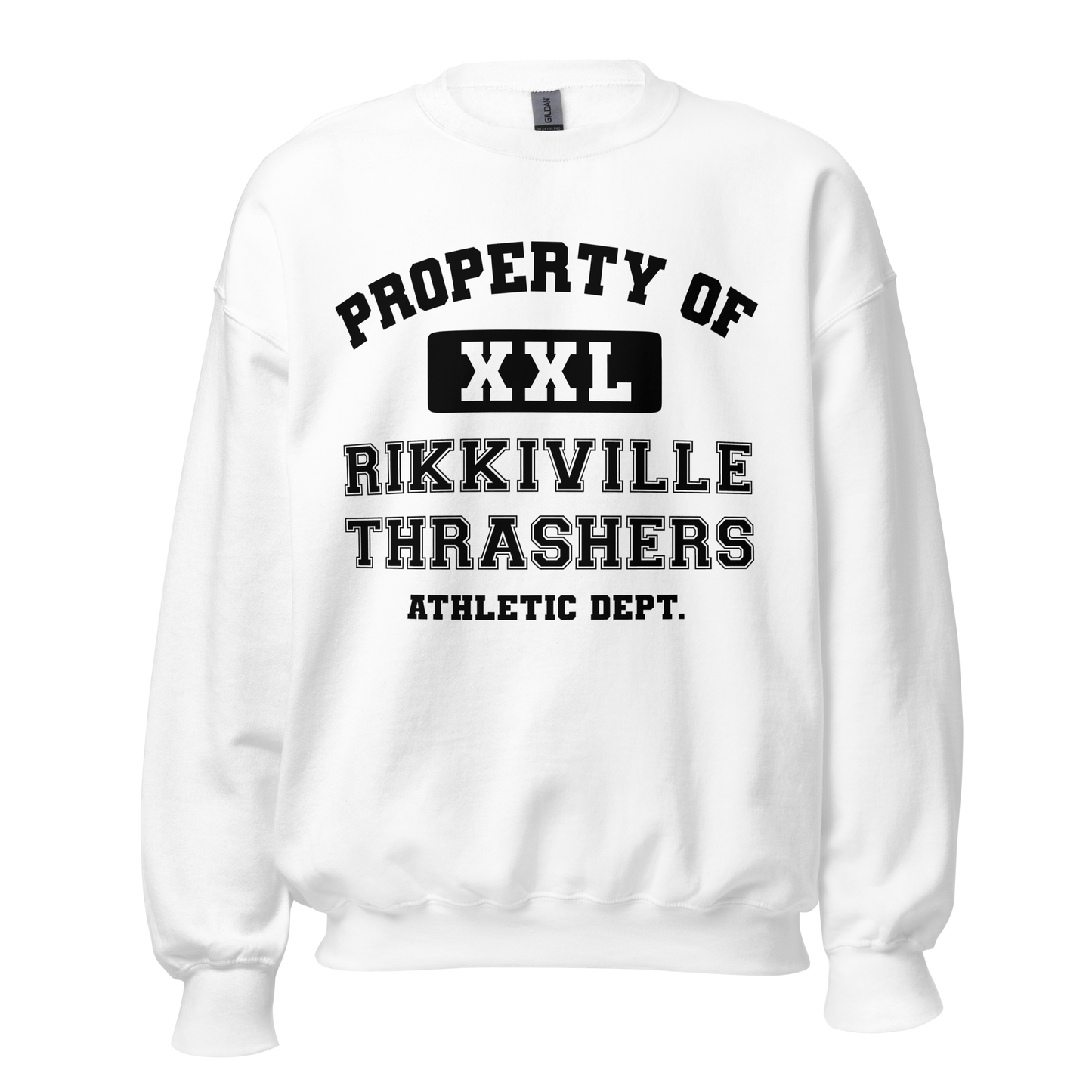 WHITE RIKKIVILLE ATHLETIC DEPT. SWEATHSHIRT - UNISEX